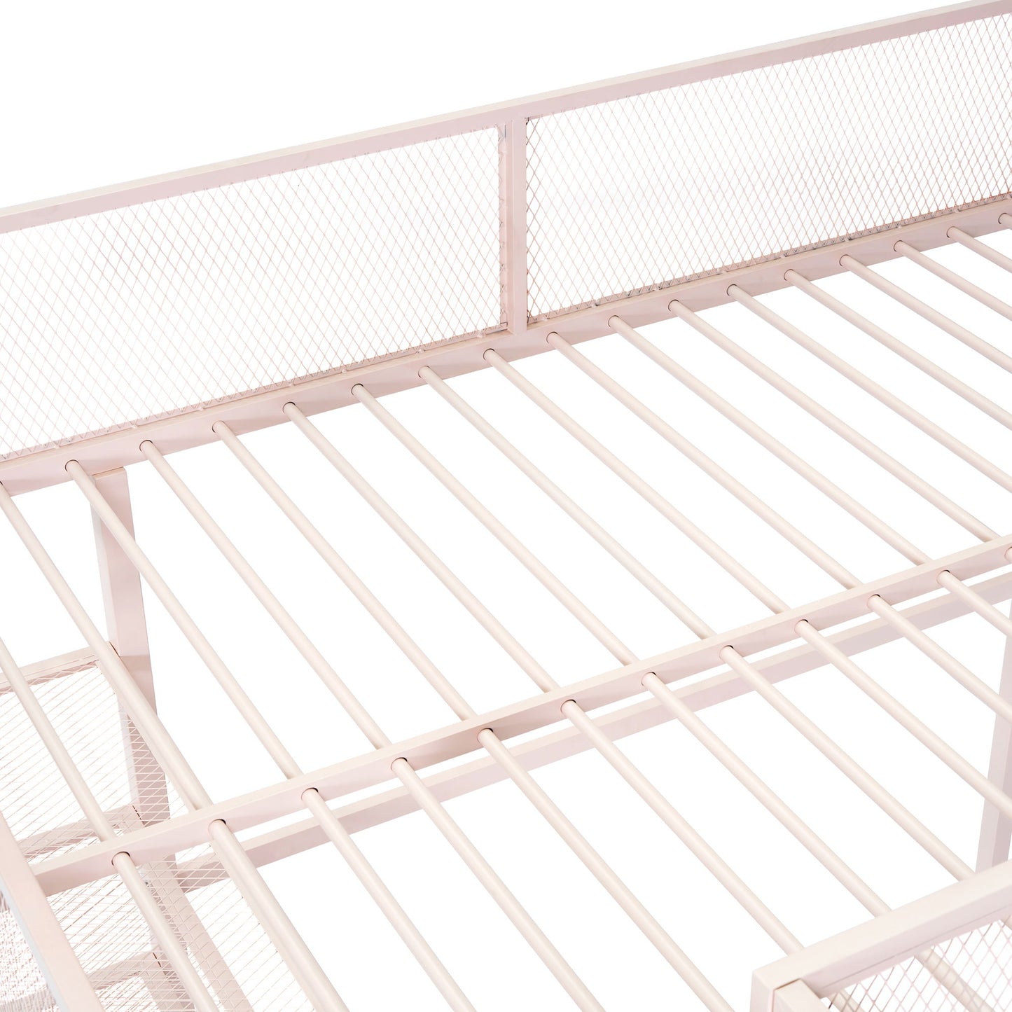 Full Size Loft Bed With 4 Tier Shelves And Storage - Pink
