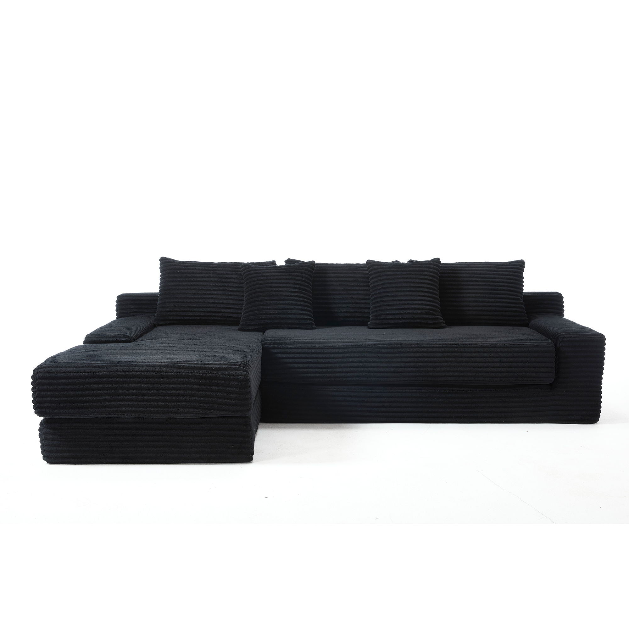 Modern L Shaped Sectional Couch With Memory Foam And Steel Frame - Black