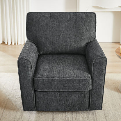 360 Degree Swivel Chair Accent Barrel Armchair With Side Pockets, Compact Design For Living Room, Bedroom, Office - Gray