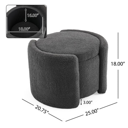 Cozy Boucle Storage Ottoman: Stylish Comfort With Hidden Storage - Gray