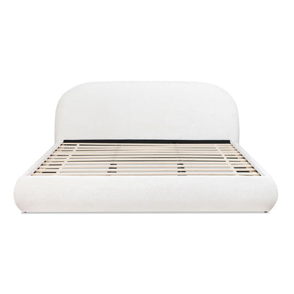 Archie Puffy Grounded - King Upholstered Platform Bed - Almond White
