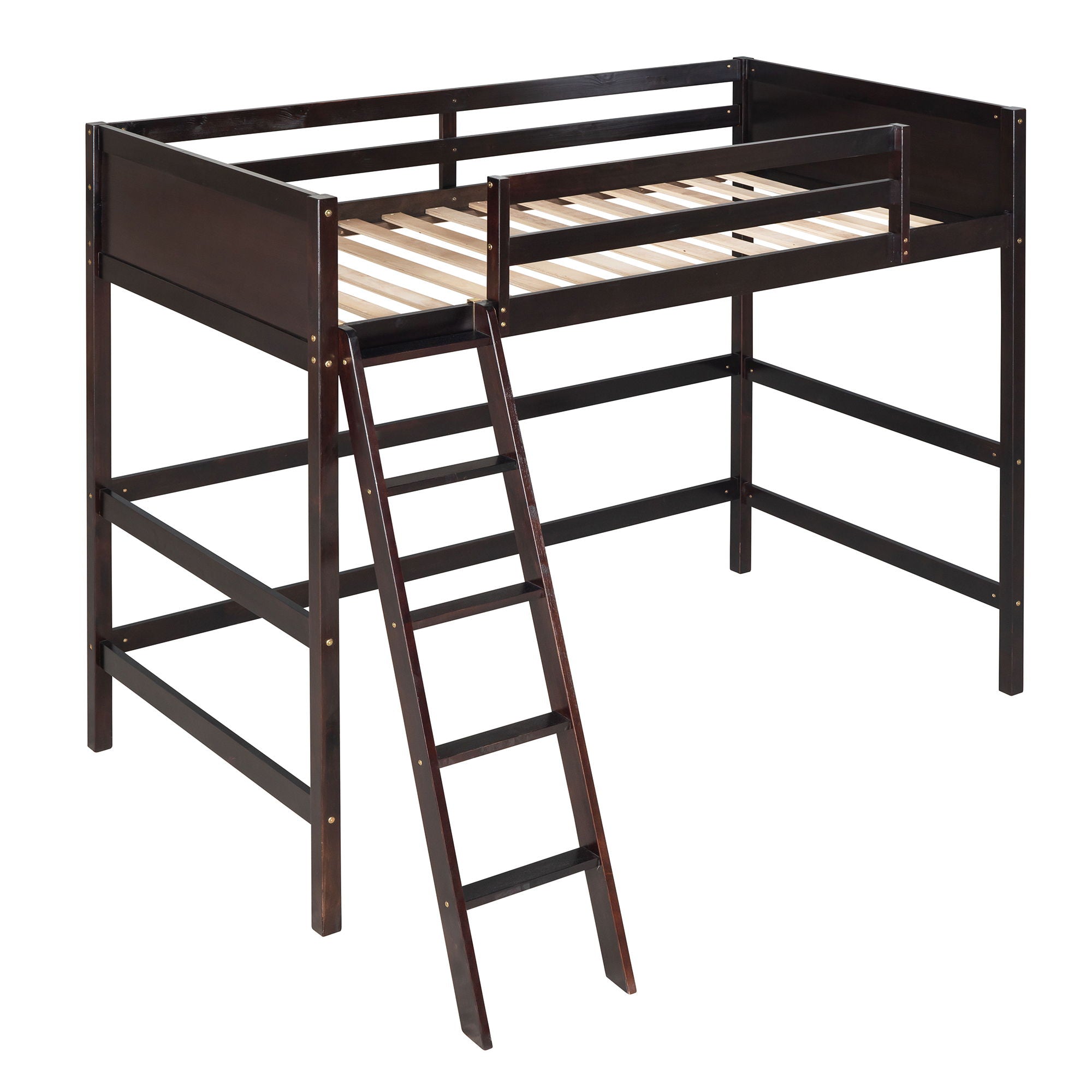 Twin Size Loft Bed With Ladder - Espresso