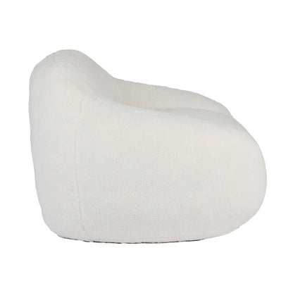 Giant Bean Bag Chair For Adults, Spacious Memory Foam Bean Bag Sofa With Armrests Teddy Fabric, Comfy Seating For Living Room Or Bedroom - Off White