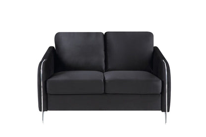 Hathaway - Velvet Modern Chic Loveseat Couch - Black