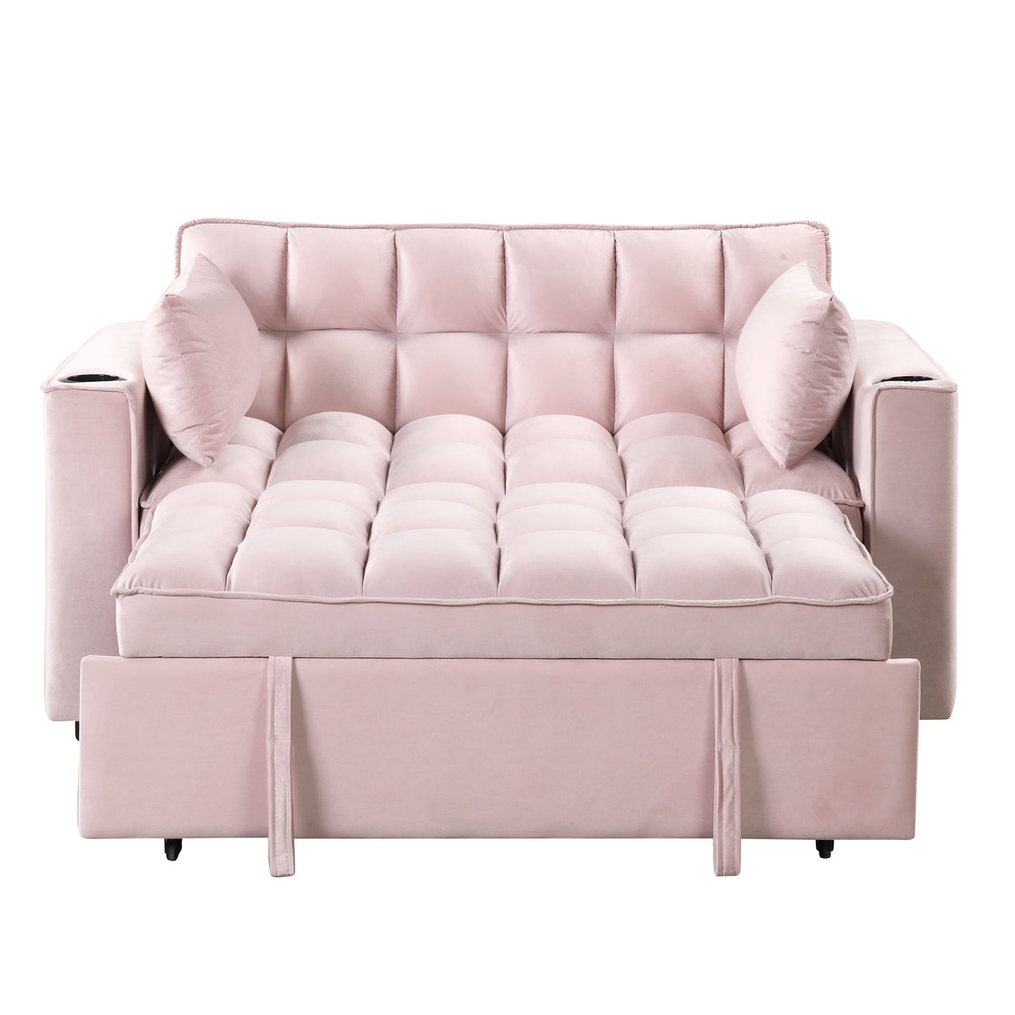 Multi Functional Sofa Bed With Cup Holder And USB Port For Living Room Or Apartments - Pink