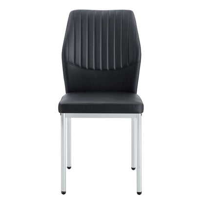 Luxury Simple Chair High Resilience Dining Chair Material With Metal Leg (Set of 6) - Black / Silver