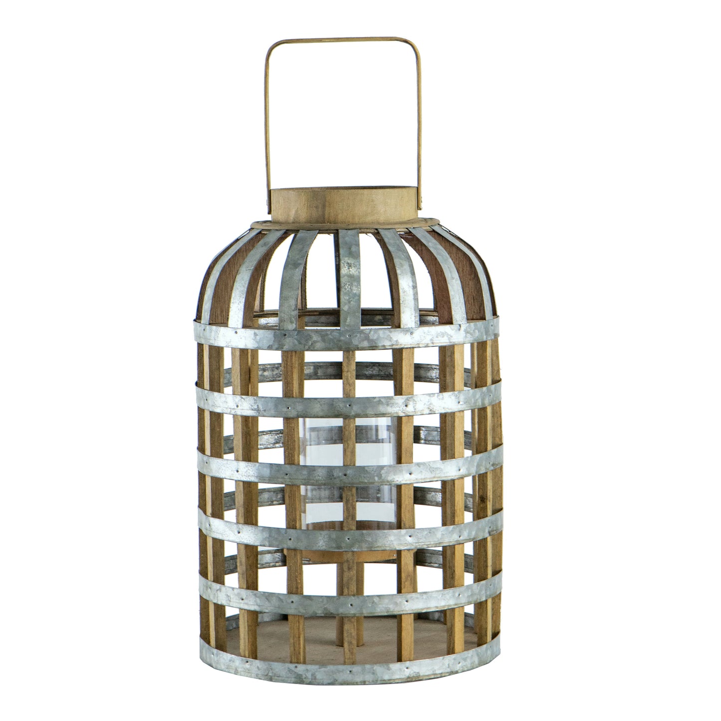 Decorative Lantern With Handle, Wooden Lantern For Indoor Outdoor, Home Garden- Silver