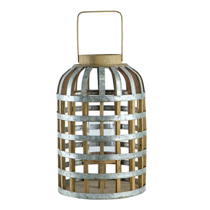 Decorative Lantern With Handle, Wooden Lantern For Indoor Outdoor, Home Garden- Silver