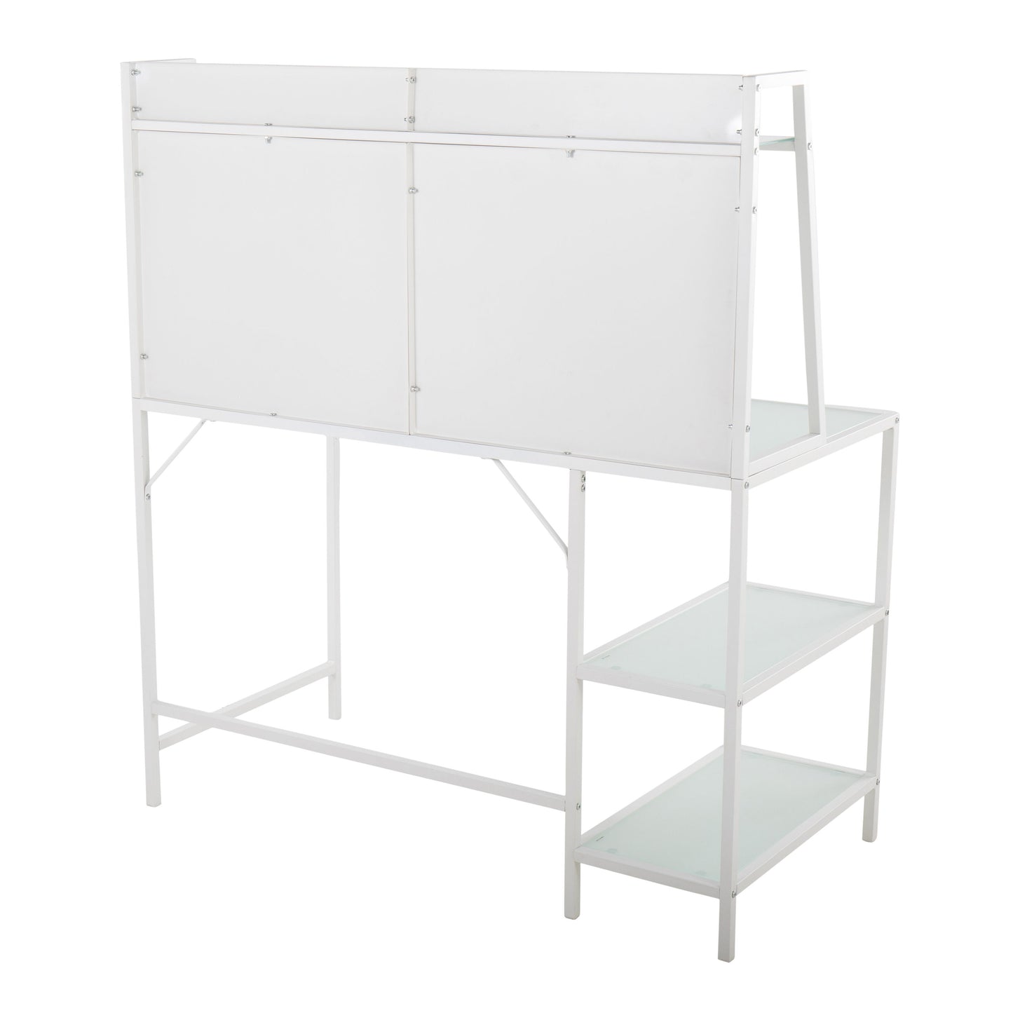 Geo - Tier Contemporary Desk - White / Frosted