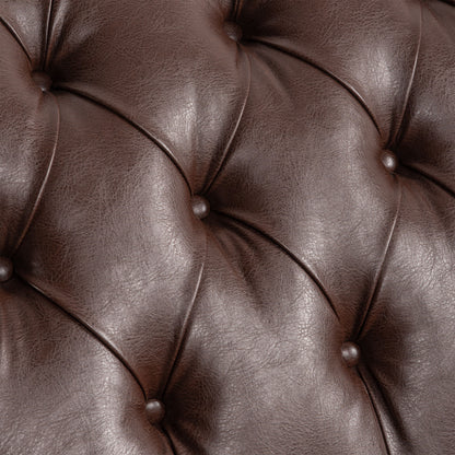 Tufted Armless Chaise Lounge - Dark Brown