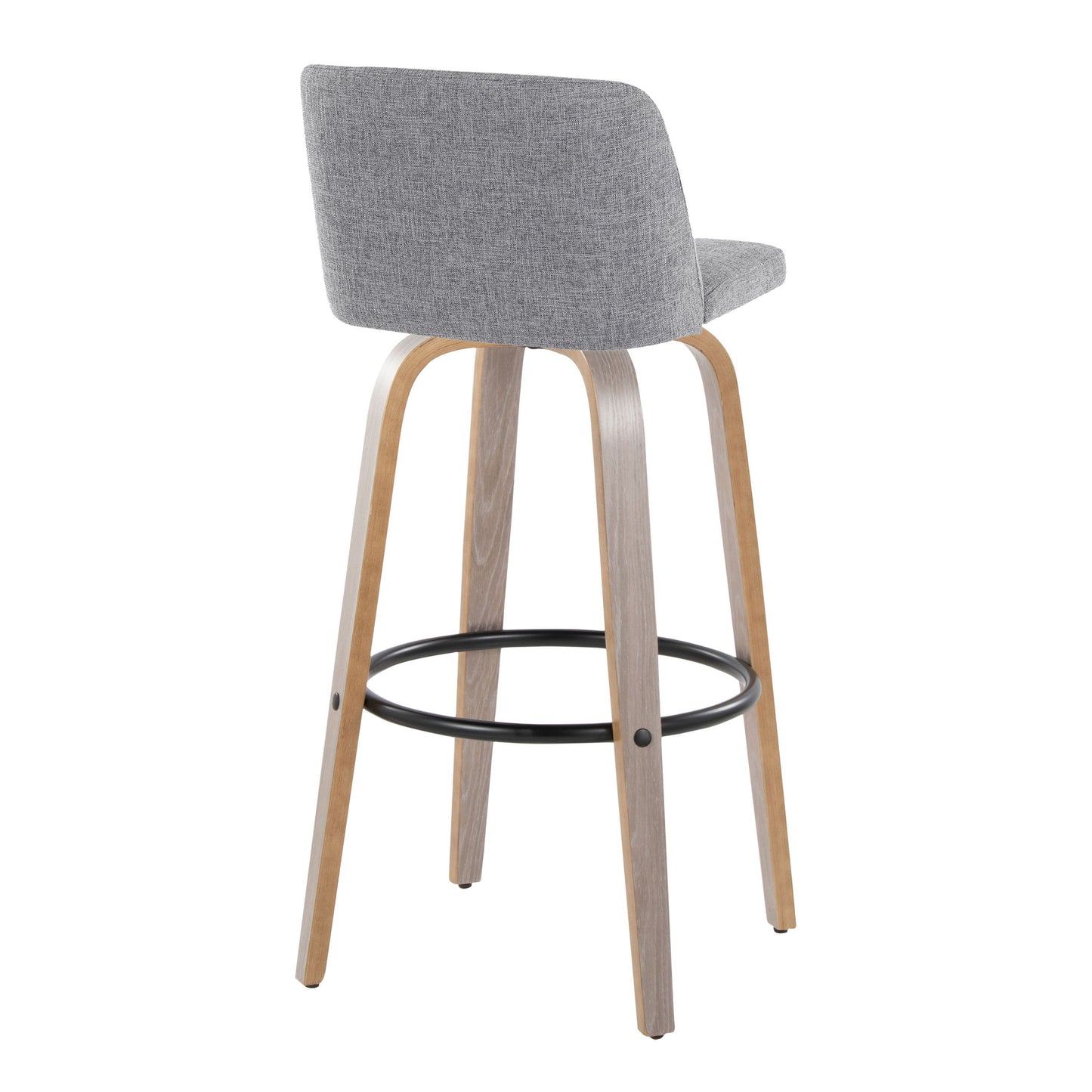 Toriano - Contemporary Fixed Height Barstool With Swivel With Round Footrest (Set of 2) - Light Gray