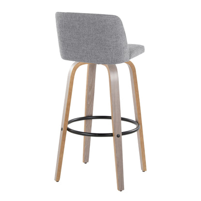Toriano - Contemporary Fixed Height Barstool With Swivel With Round Footrest (Set of 2) - Light Gray