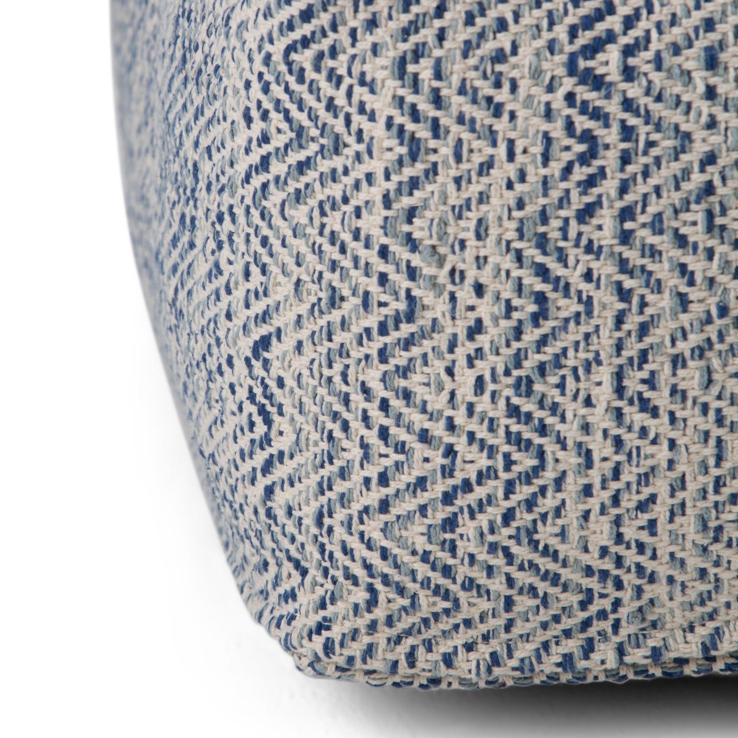 Nate - Square Pouf - Patterned Denim Melange