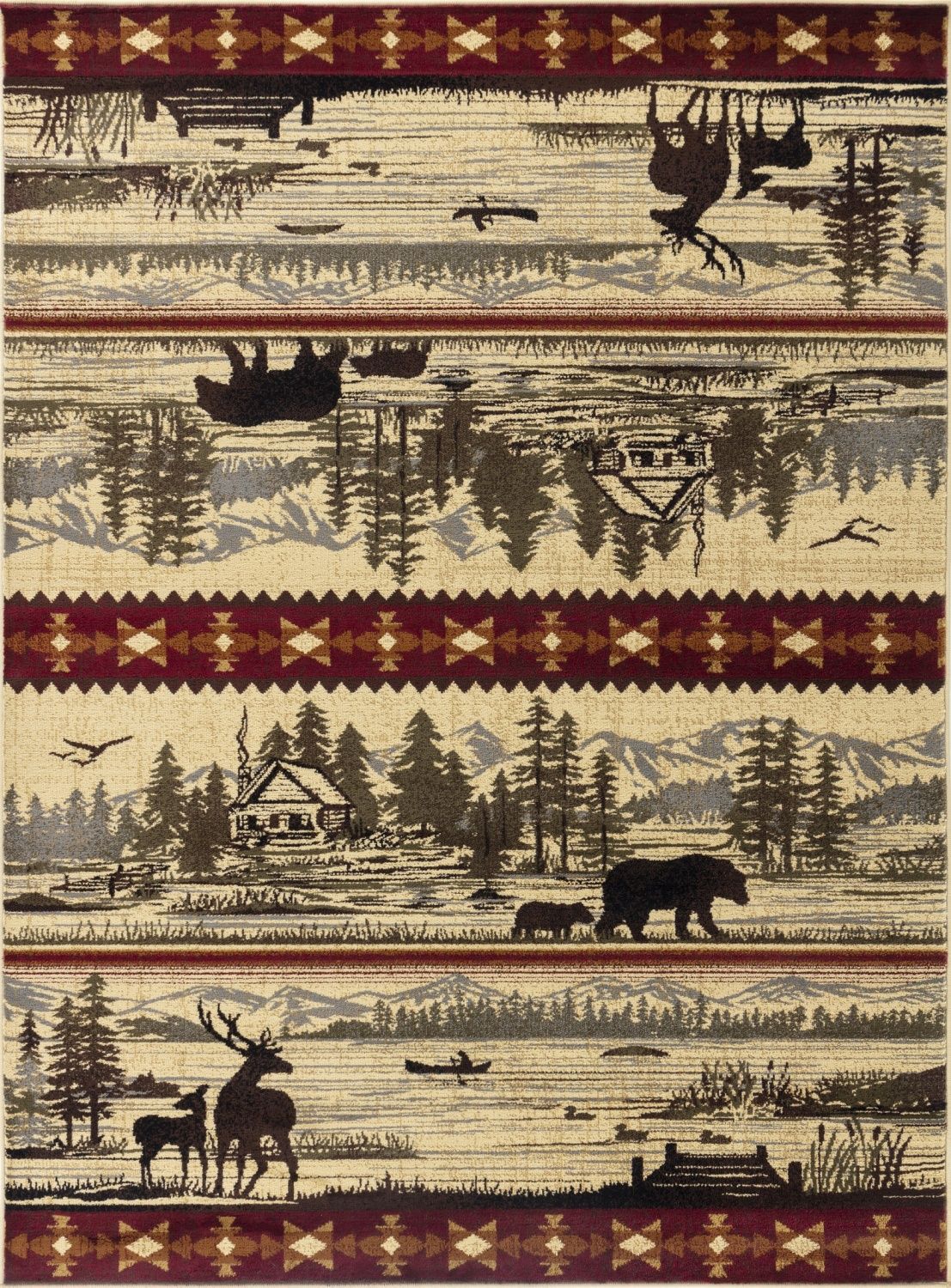 Nature's Nest - 7'10" X 10'3" Lodge Area Rug, Polyester - Multi