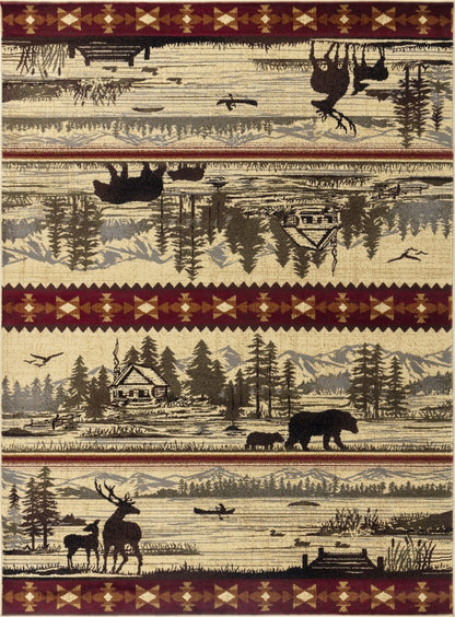 Nature's Nest - 7'10" X 10'3" Lodge Area Rug, Polyester - Multi