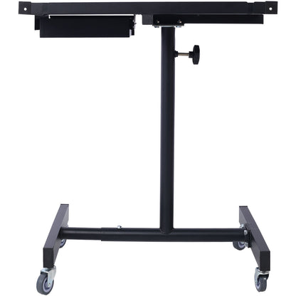 Adjustable Tear Down Work Table With Drawer For Garages, Repair Shops, And Diy, Portable, (4) 2.5" Swivel Casters, 220 Pound Capacity, Rubber Corners, Heavy Duty Steel - Black