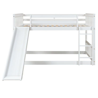 Full Over Full Bunk Bed With Slide And Ladder - White
