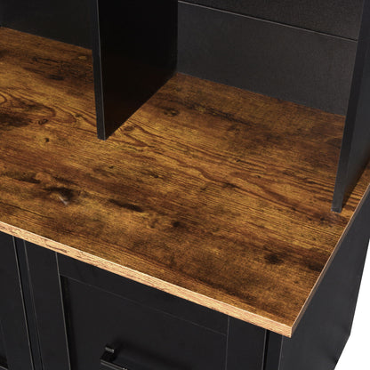 Modern Hall Tree With Entryway Bench, 3 Shelves And Drawers, Wide Hall Tree With Storage Bench For Hallway - Black