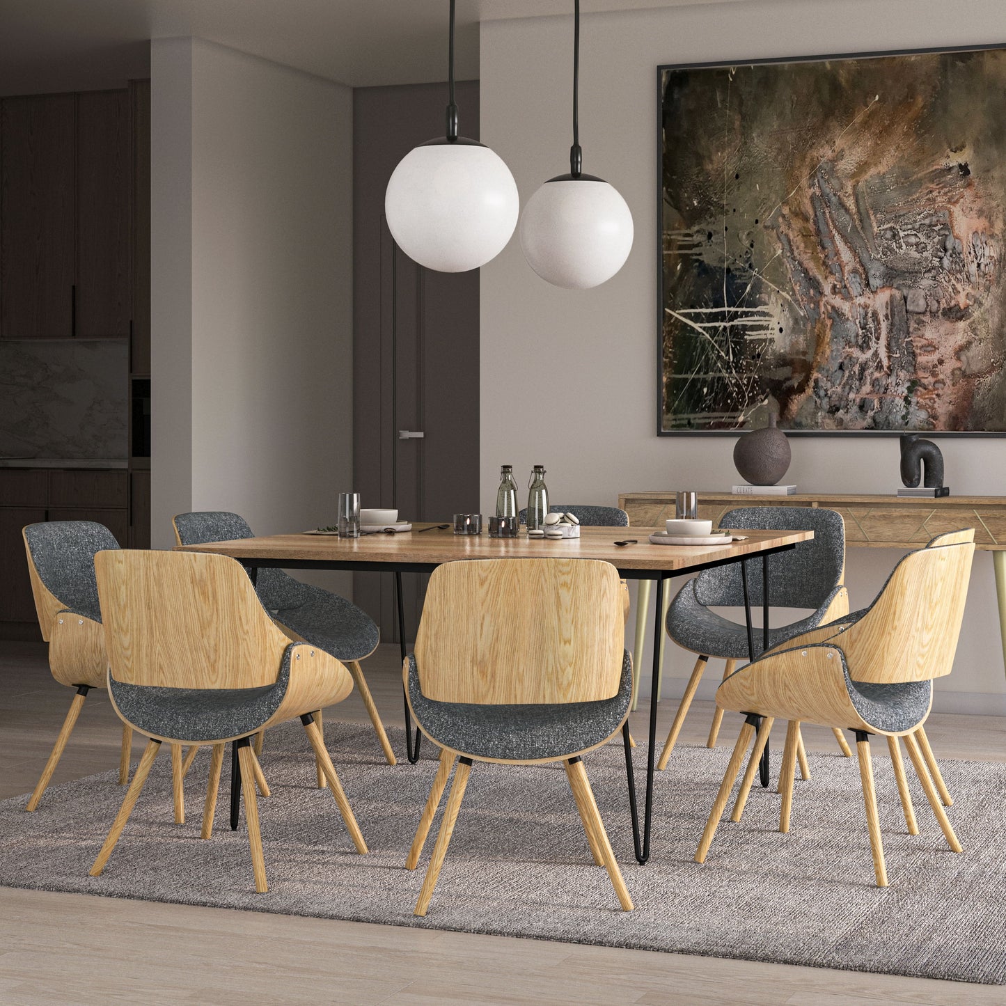 Malden - Bentwood Dining Chair With Wood Back - Gray / Light Brown