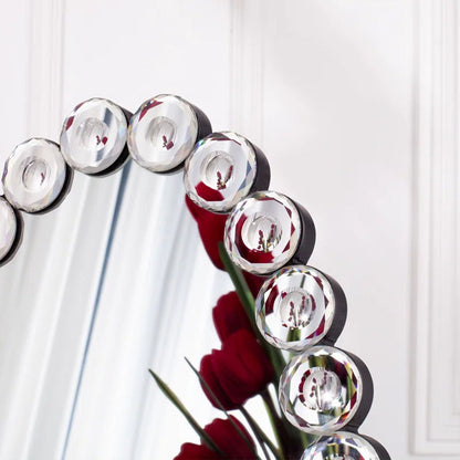 Crystal Full Length Mirror With Stand - Black / Silver