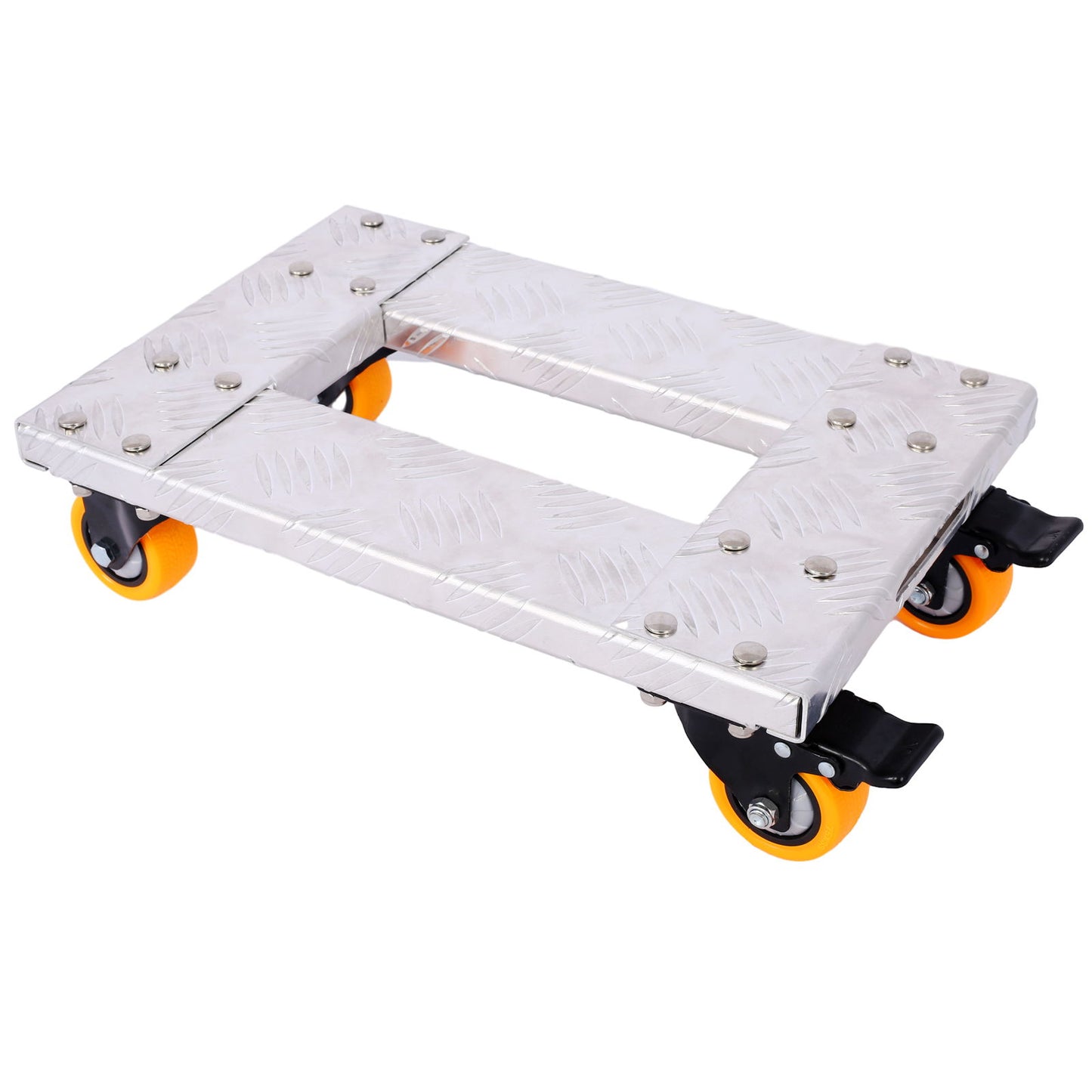 Movers Dolly Heavy Duty Furniture Dolly Trolley Cart, Aluminum Frame With 3" Tpu Professional Casters With Brake Option (Set of 2) - Silver