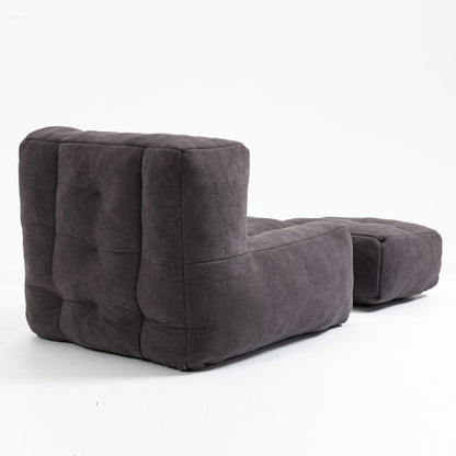 Fluffy Bean Bag Chair, Comfortable Bean Bag For Adults And Children, Super Soft Lazy Sofa Chair With Memory Foam And Ottoman, Indoor Modern Focus Bean Bag Chair For Living Room, Bedroom, Apartment - Black