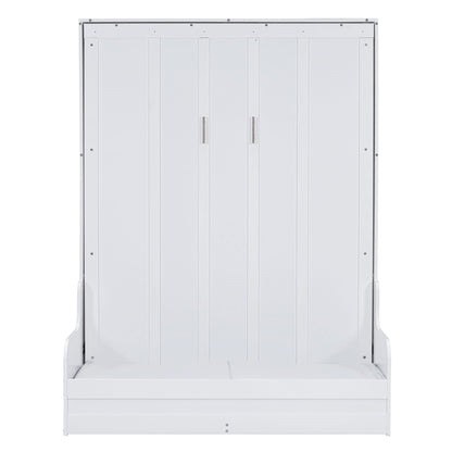 Queen Size Murphy Space Saving Wall Bed With Cushion - White