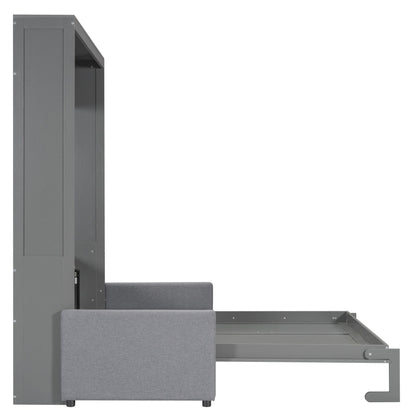 Queen Size Murphy Wall Bed With Cushion - Gray