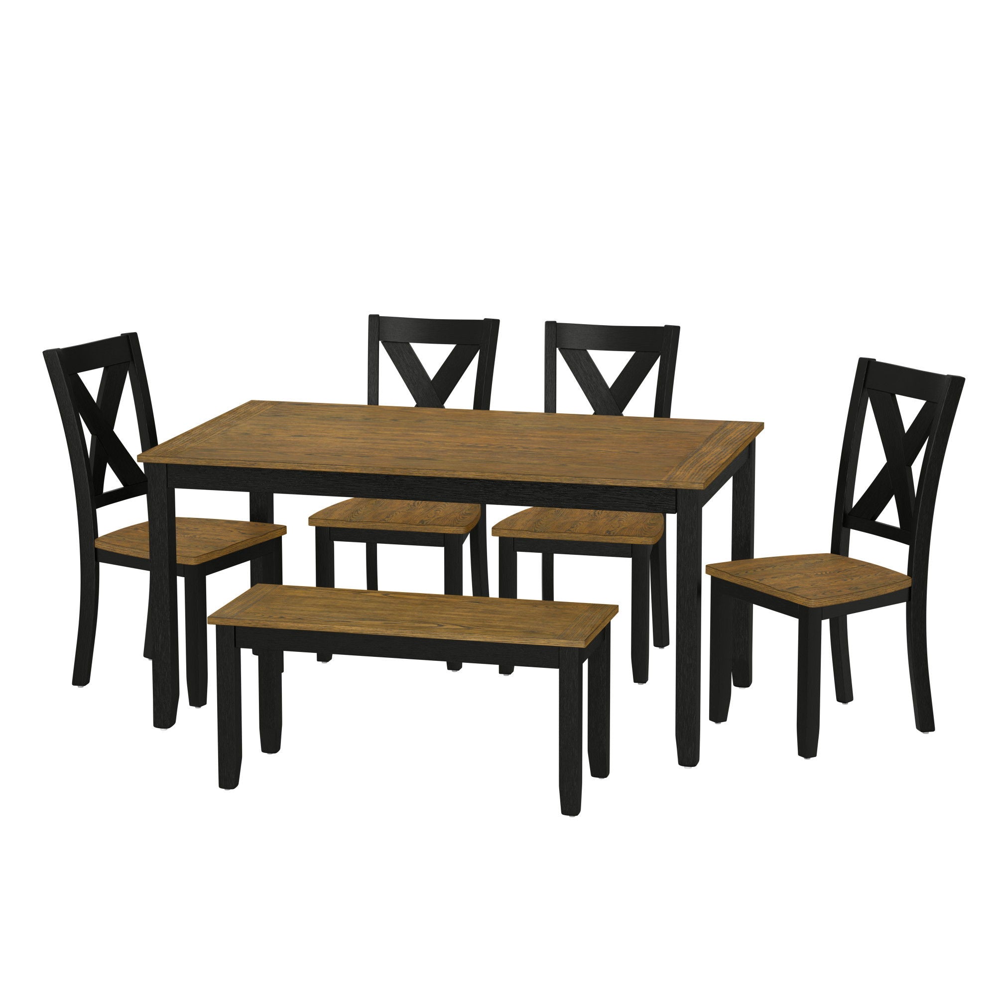 Radiant - 6 Piece Dining Table Set - Brown