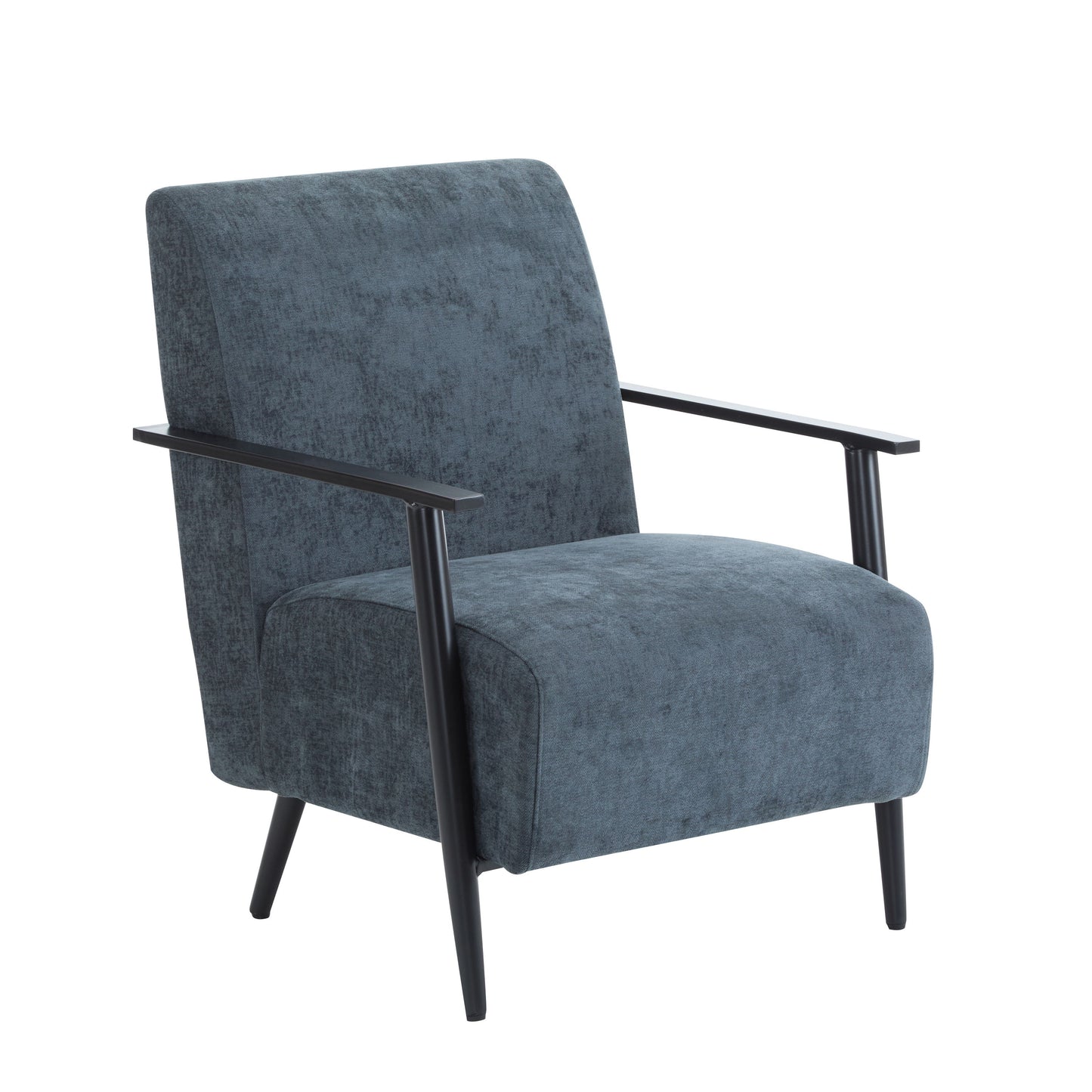 Modern Lounge Chair With Polyester Upholstery And Sturdy Metal Frame - Blue Gray