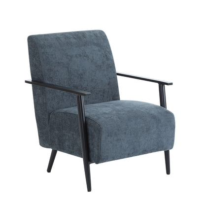 Modern Lounge Chair With Polyester Upholstery And Sturdy Metal Frame - Blue Gray
