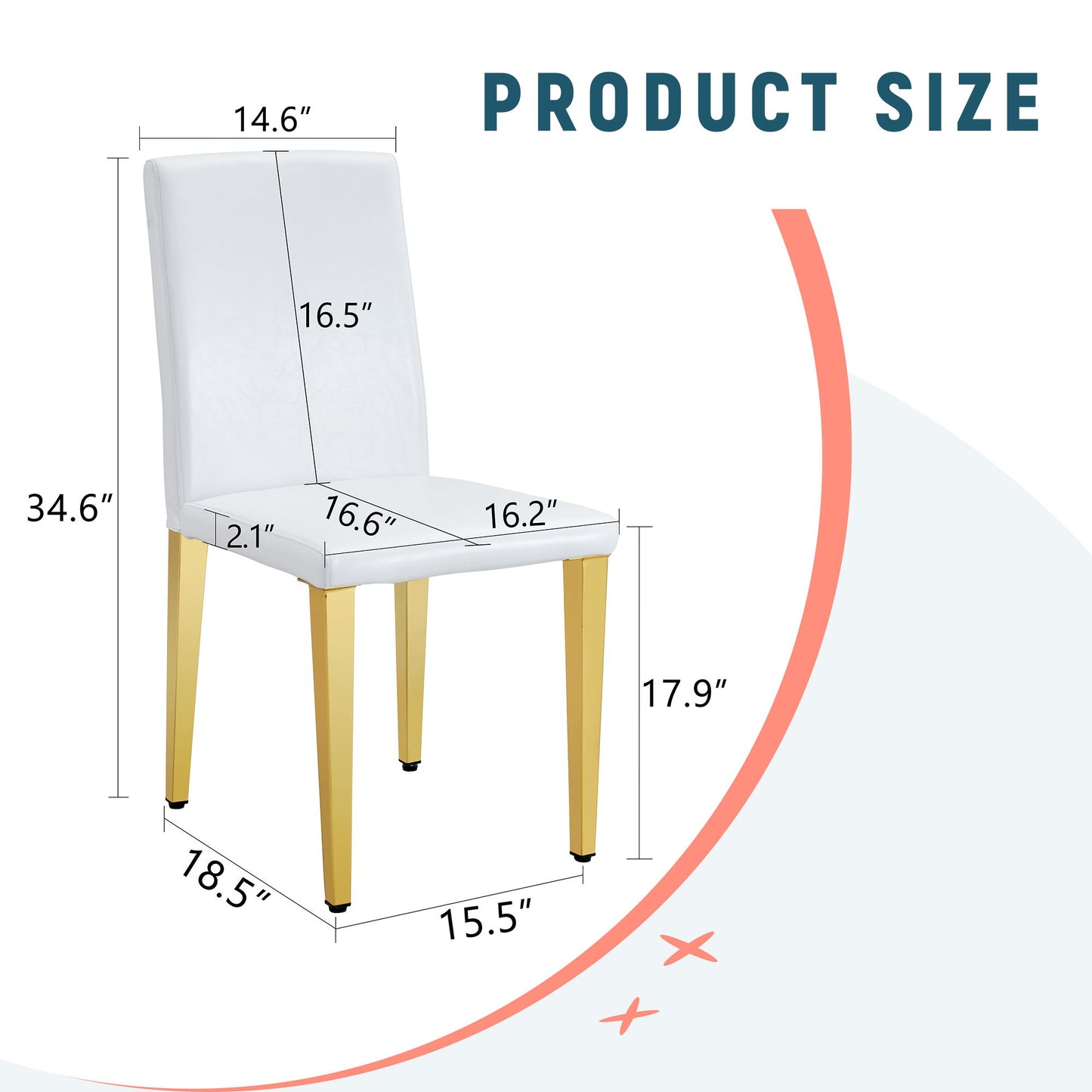 (Set of 4) Backrest Chairs With Gold Metal Legs A Perfect Match, Suitable For Minimalist And Contemporary Home Decor Styles - White / Gold