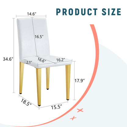 (Set of 4) Backrest Chairs With Gold Metal Legs A Perfect Match, Suitable For Minimalist And Contemporary Home Decor Styles - White / Gold