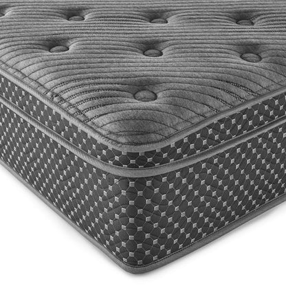 13" Queen Quilted Eurotop Hybrid Mattress, Plush - Gray