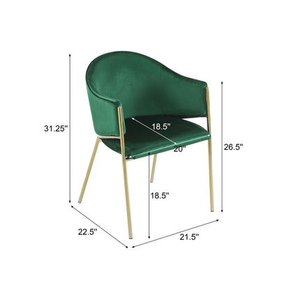 Modern Upholstered Dining Chair With Gold Metal Frame - Emerald / Gold