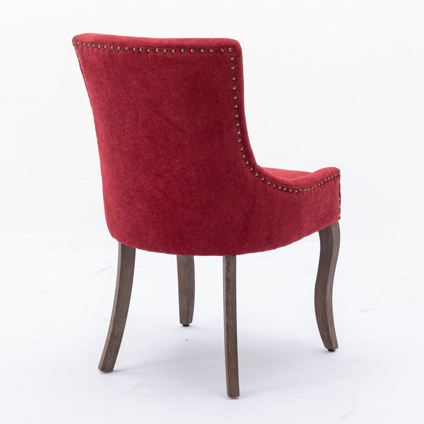 Ultra Side Dining Chair, Thickened Fabric Chairs With Neutrally Toned Solid Wood Legs, Bronze Nail Head (Set of 2) - Wine Red / Burgundy