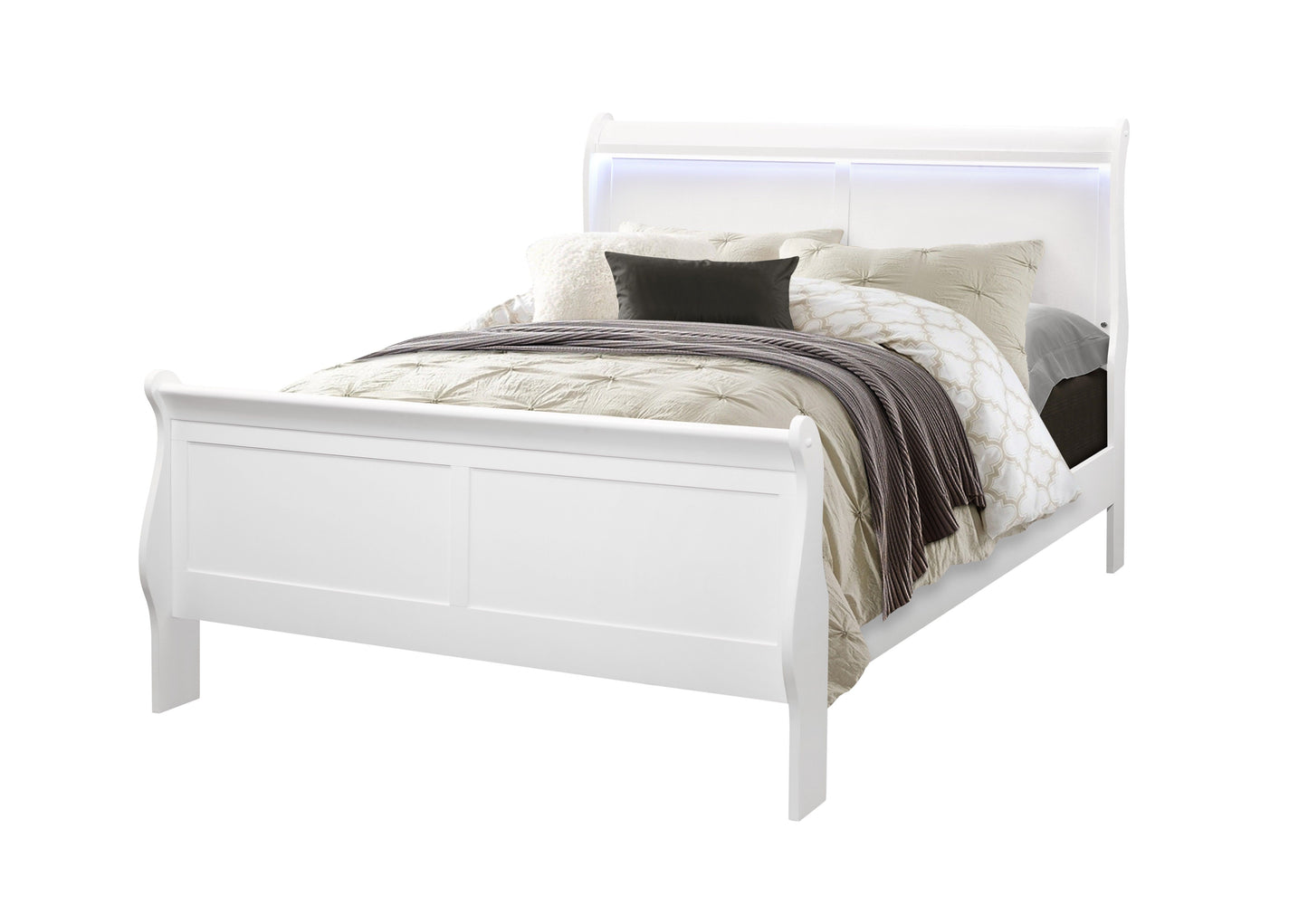 Charlston - Full Bed With LED - White