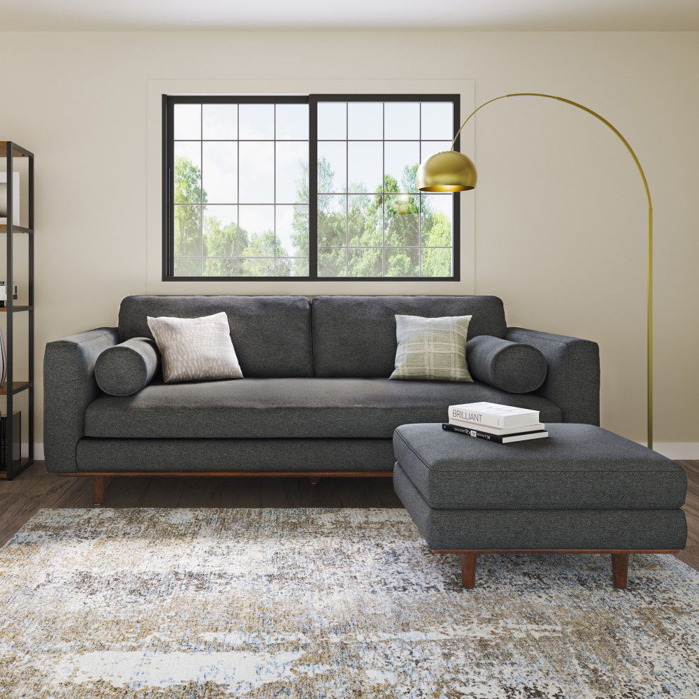 Morrison - Upholstered Sofa And Ottoman Set - Charcoal Gray
