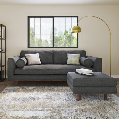 Morrison - Upholstered Sofa And Ottoman Set - Charcoal Gray