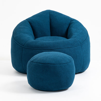 Bedding Bean Bag Sofa Chair High Pressure Foam Bean Bag Chair Adult Material With Padded Foam Padding Compressed Bean Bag With Footrest - Blue