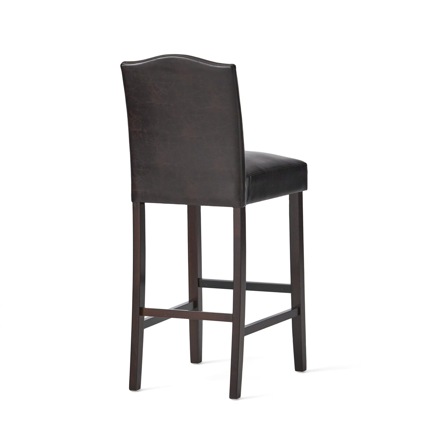 Bar Stools (Set of 2), Upholstered Barstools Armless, Rubber Wood Leg - Brown