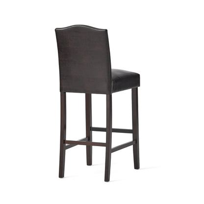 Bar Stools (Set of 2), Upholstered Barstools Armless, Rubber Wood Leg - Brown