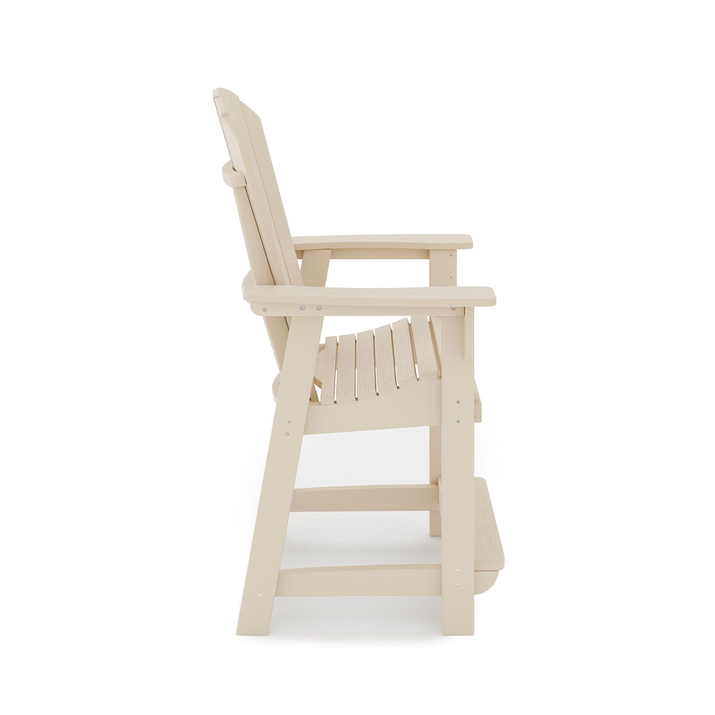 Adirondack Style Counter Chair Stylish HDPE Poly Lumber For Dining, Patio, And Garden Comfort - Beige