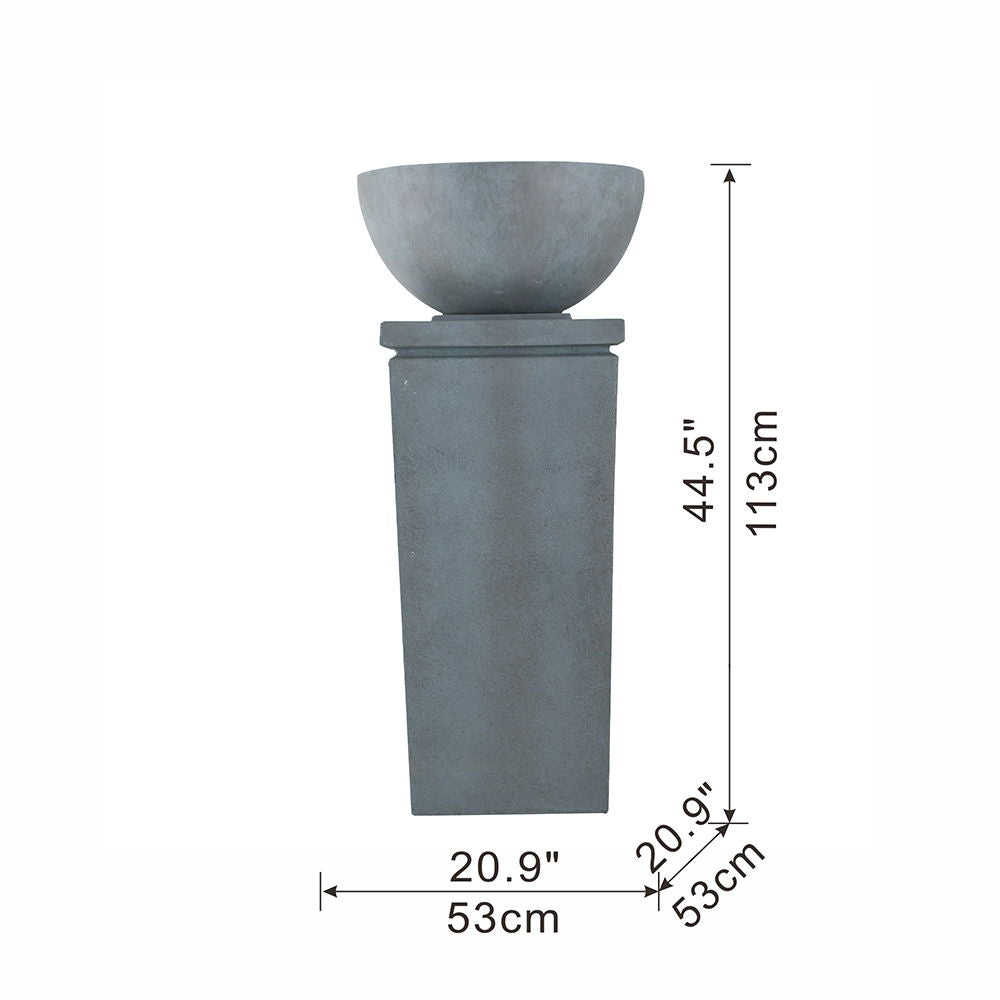 Polyresin Zen Bowl Water Fountain, Outdoor Bird Feeder / Bath Fountains, Relaxing Water Feature For Garden Lawn Backyard Porch - Gray