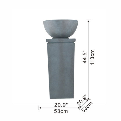 Polyresin Zen Bowl Water Fountain, Outdoor Bird Feeder / Bath Fountains, Relaxing Water Feature For Garden Lawn Backyard Porch - Gray