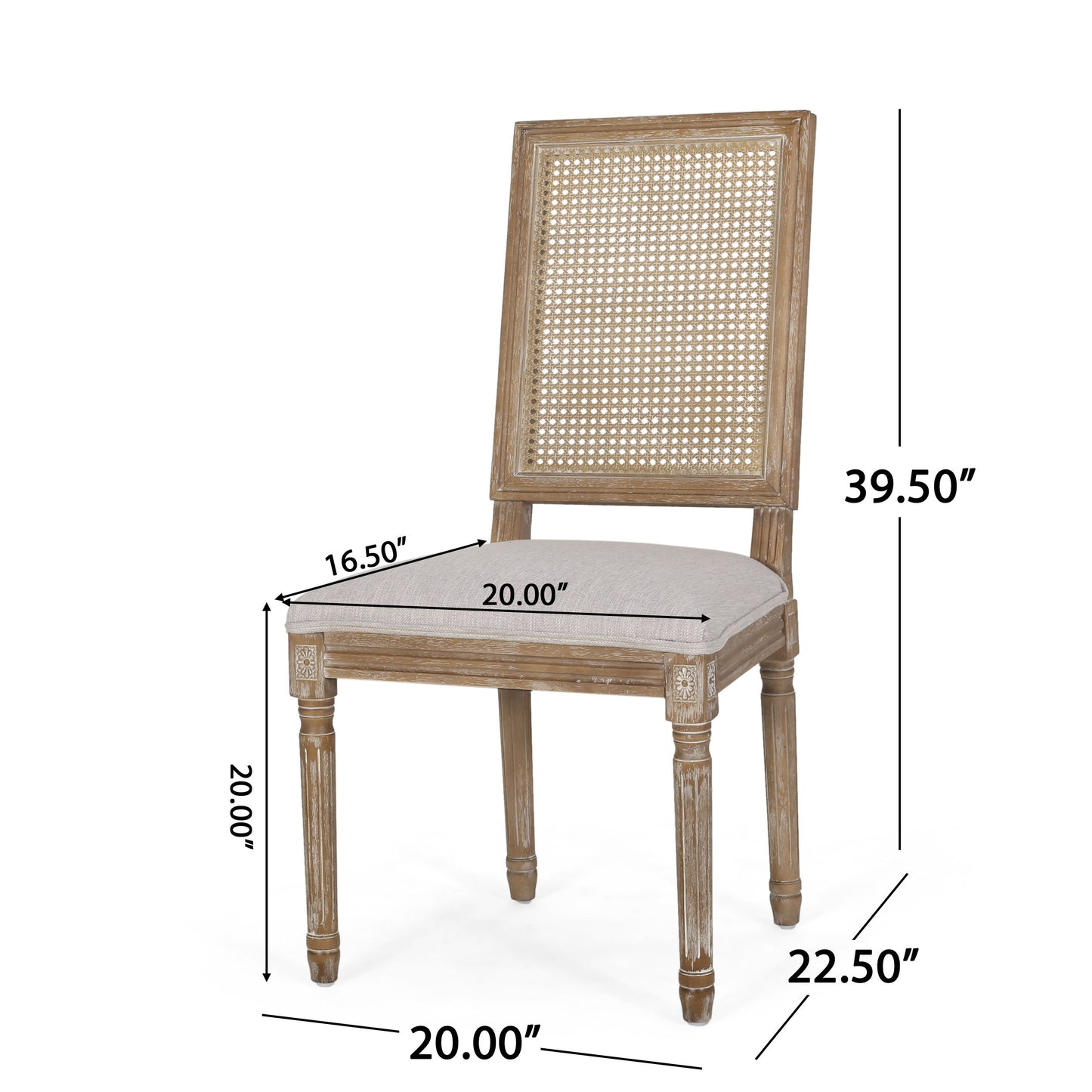 French Country Dining Chair (Set of 2) With Upholstered Seats - Light Gray