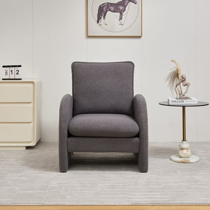 Modern Sherpa Upholstered Accent Chair, Comfortable Living Room Armchair, Lounge Chair For Bedroom, And Office - Gray