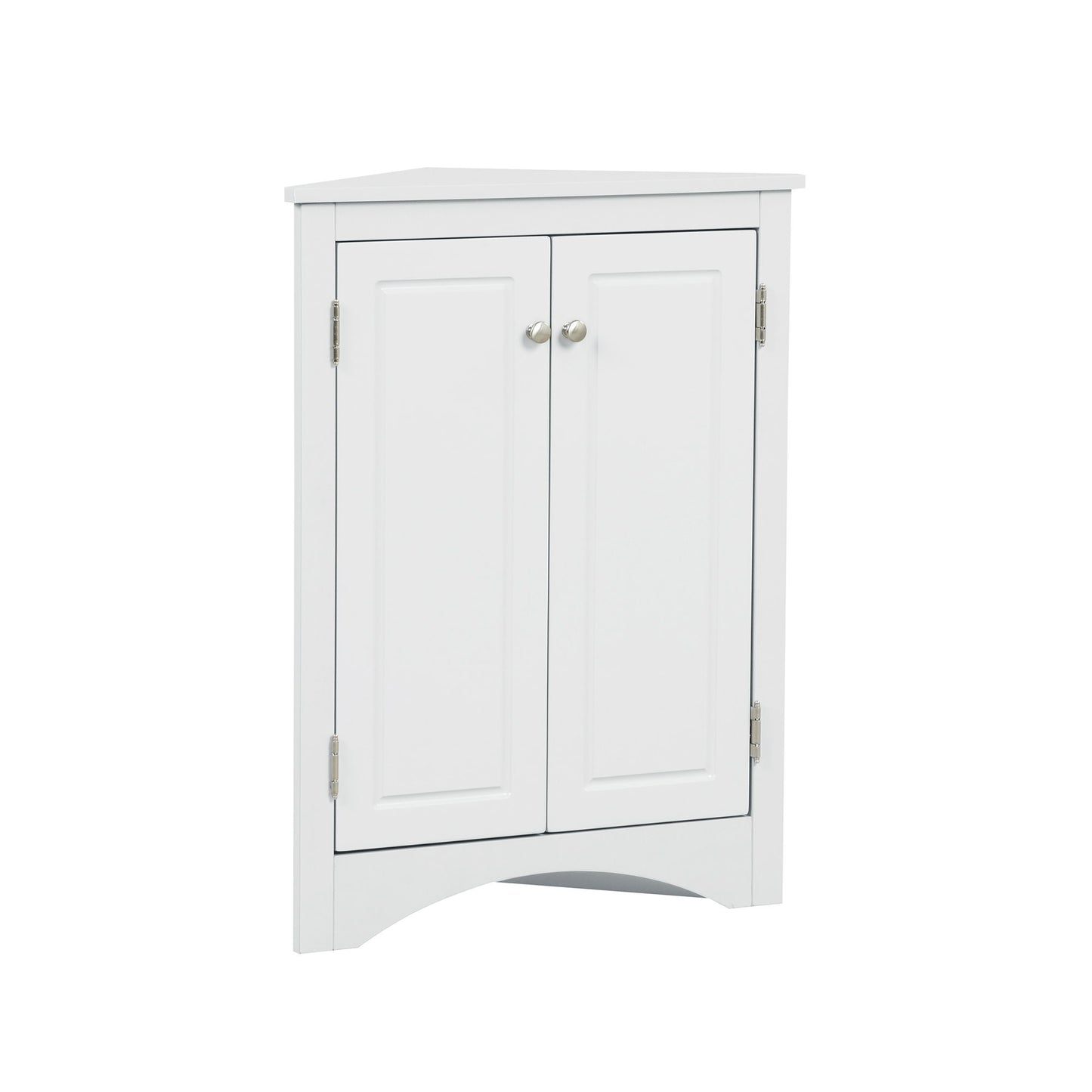 Triangle Bathroom Storage Cabinet With Adjustable Shelves, Freestanding Floor Cabinet For Home Kitchen - White
