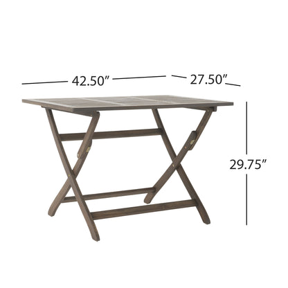 Blissique - Outdoor Foldable Wood Dining Table With Slat Design - Gray