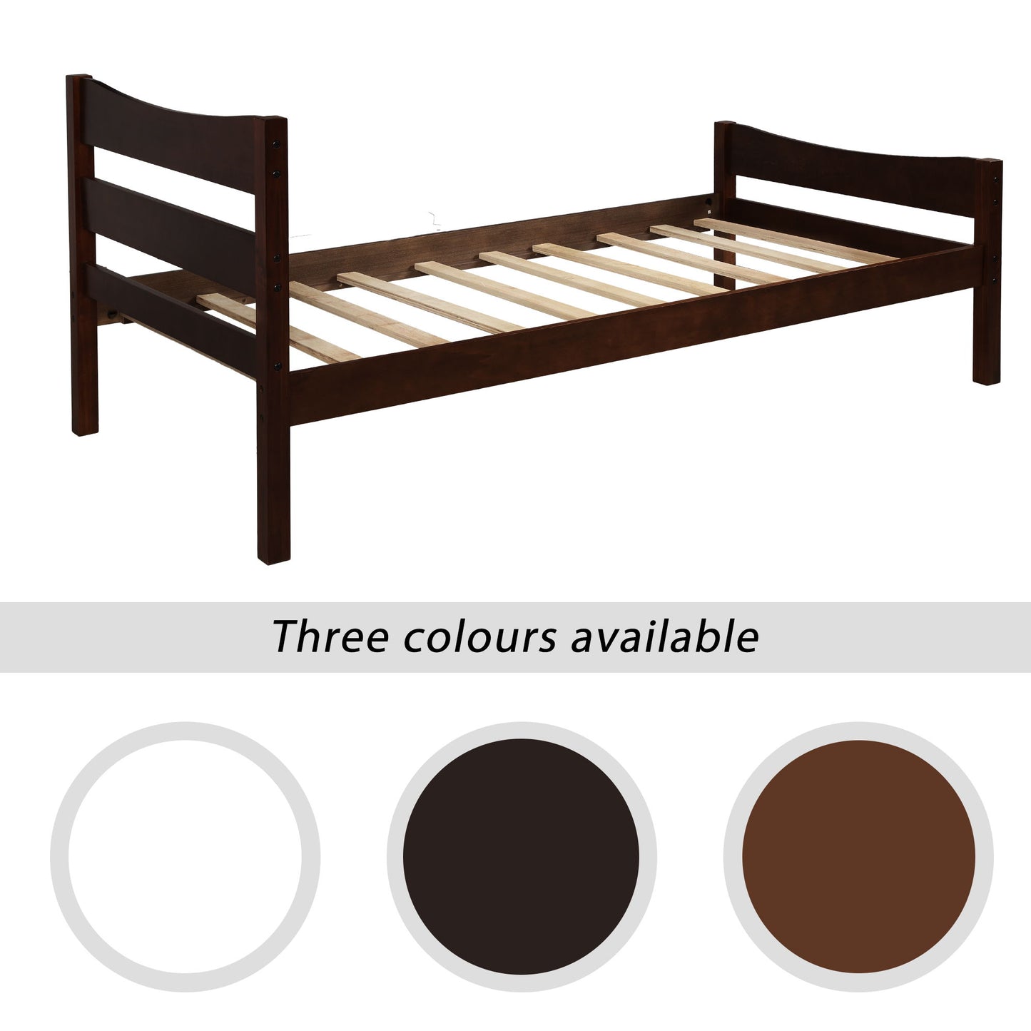 Twin Size Platform Bed With Headboard And Slat Support - Espresso